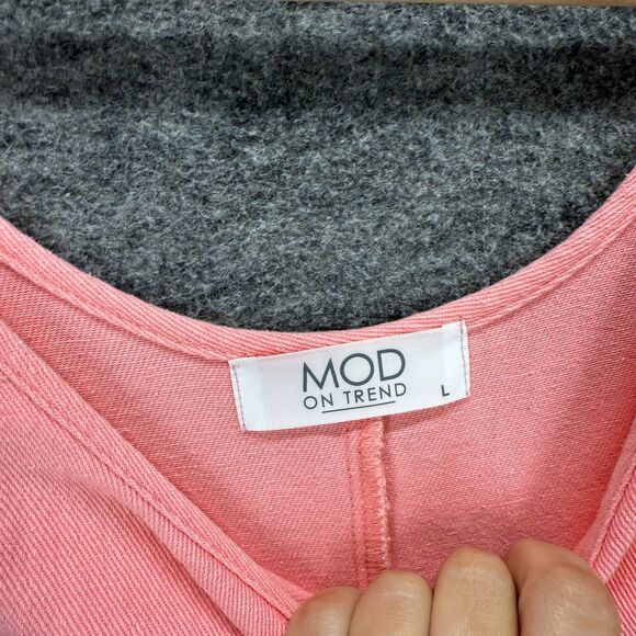 Mod On Trend Dress Women L Large Pink Shift Short Sleeveless Cotton Round Neck - Picture 3 of 8